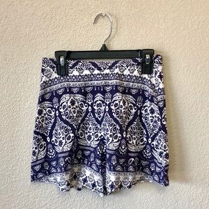 Navy/White Printed Fabric Shorts